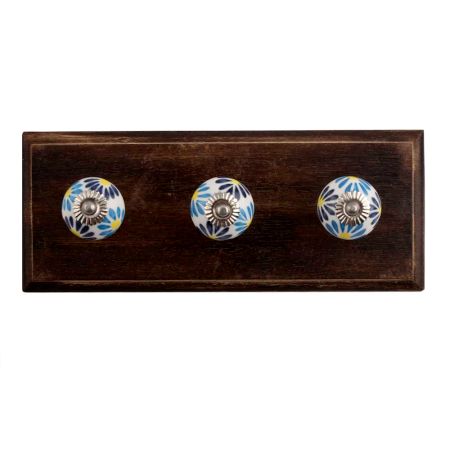 Blue Angel Ceramic Wooden Hooks